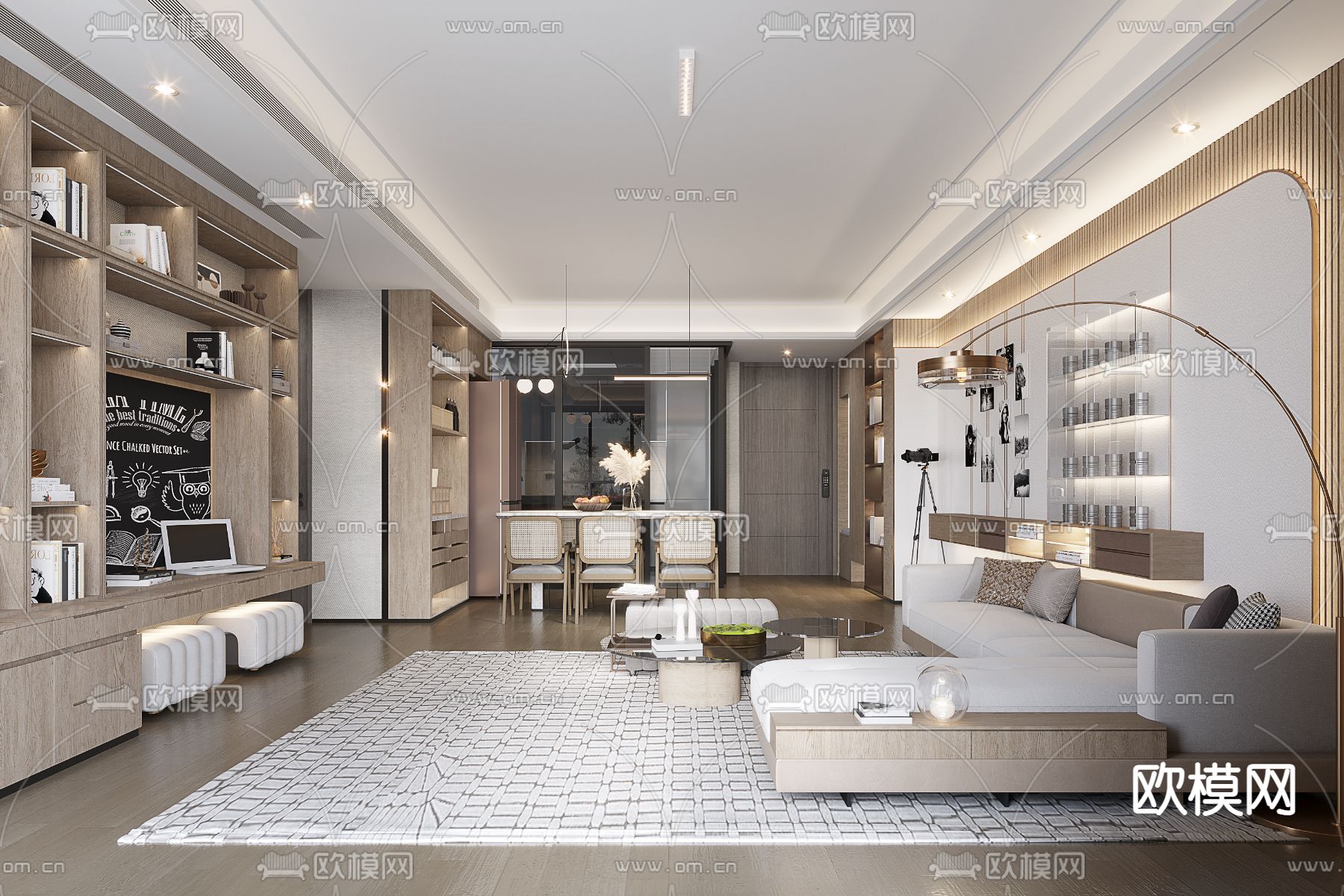 现代客餐厅3d模型下载_ID14083876_3dmax免费模型-欧模网
