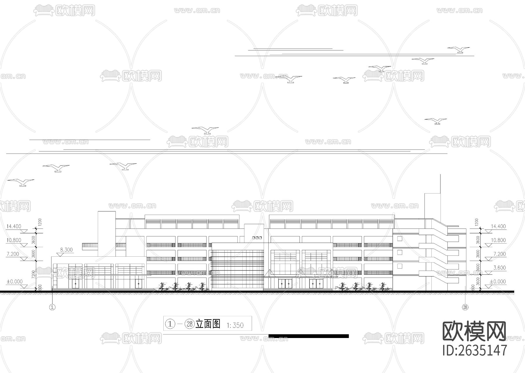 教学综合楼CAD施工图下载（渲染图4）
