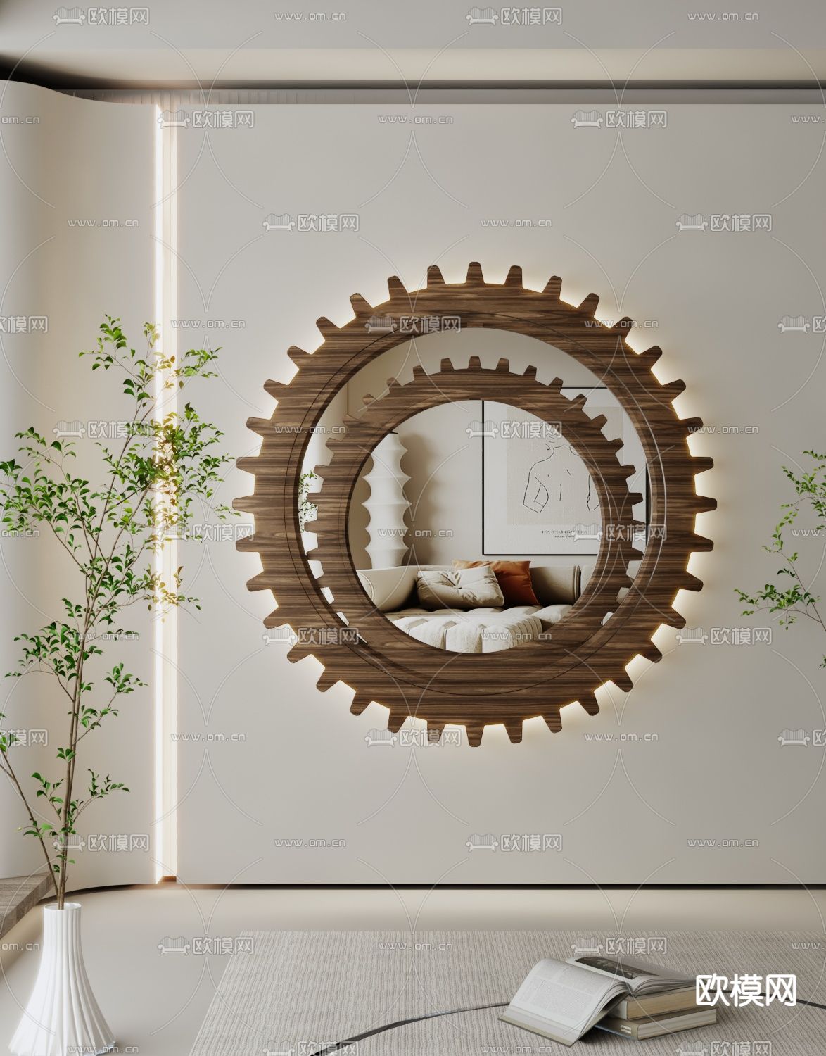 齿轮镜子 艺术镜3d模型下载