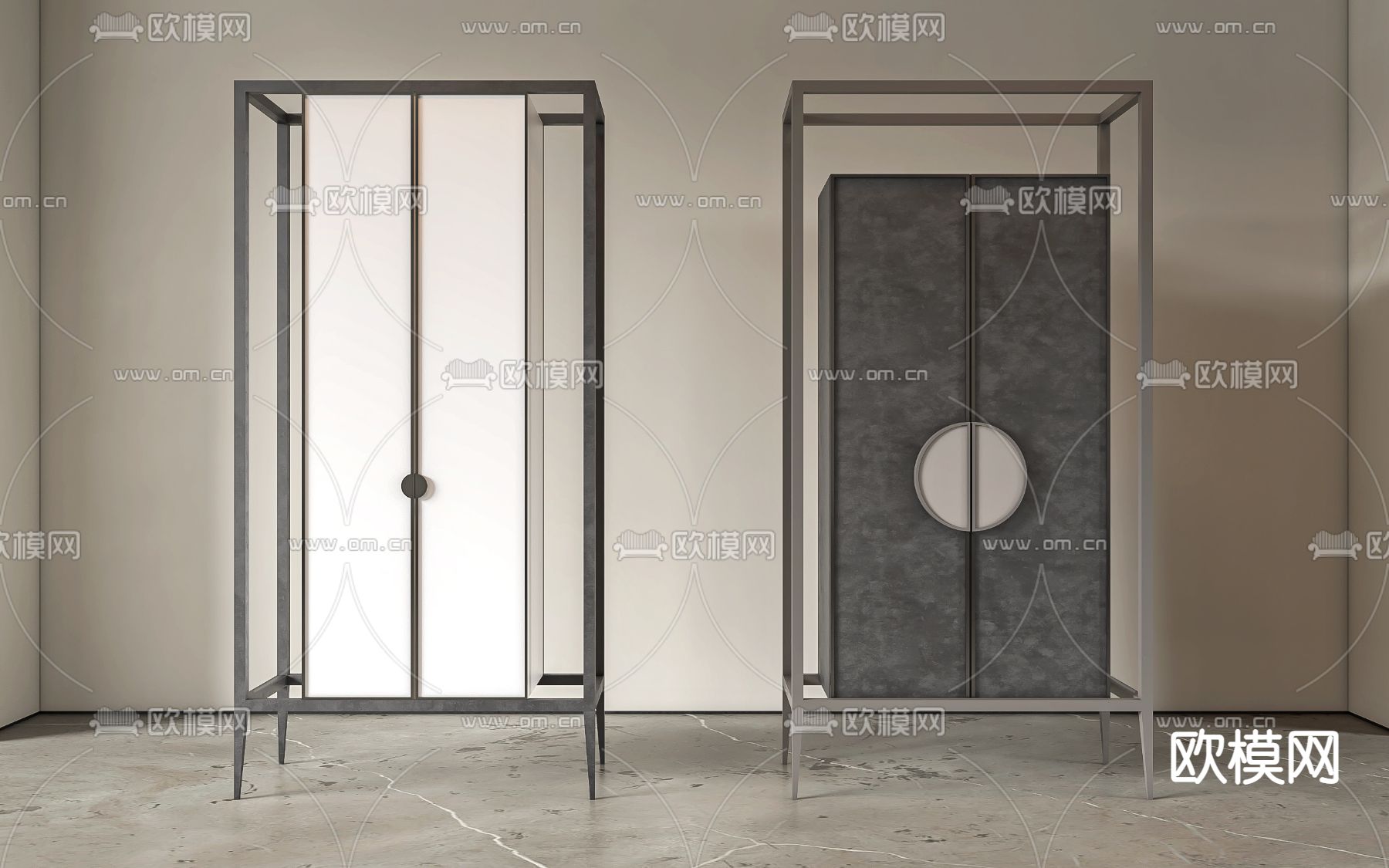 新中式边柜 高柜 置物柜3d模型下载