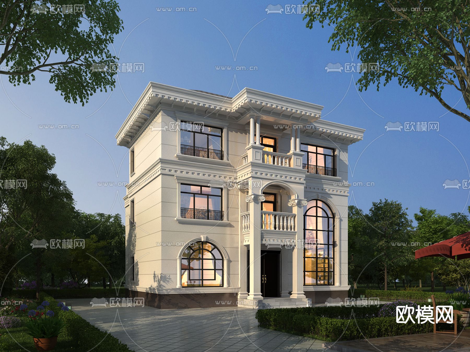 欧式别墅 独栋别墅3d模型下载