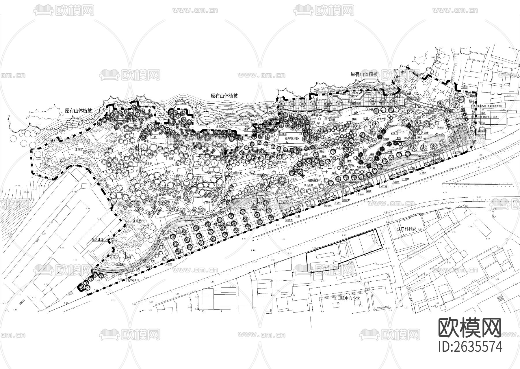 公园绿化CAD施工图下载（渲染图1）