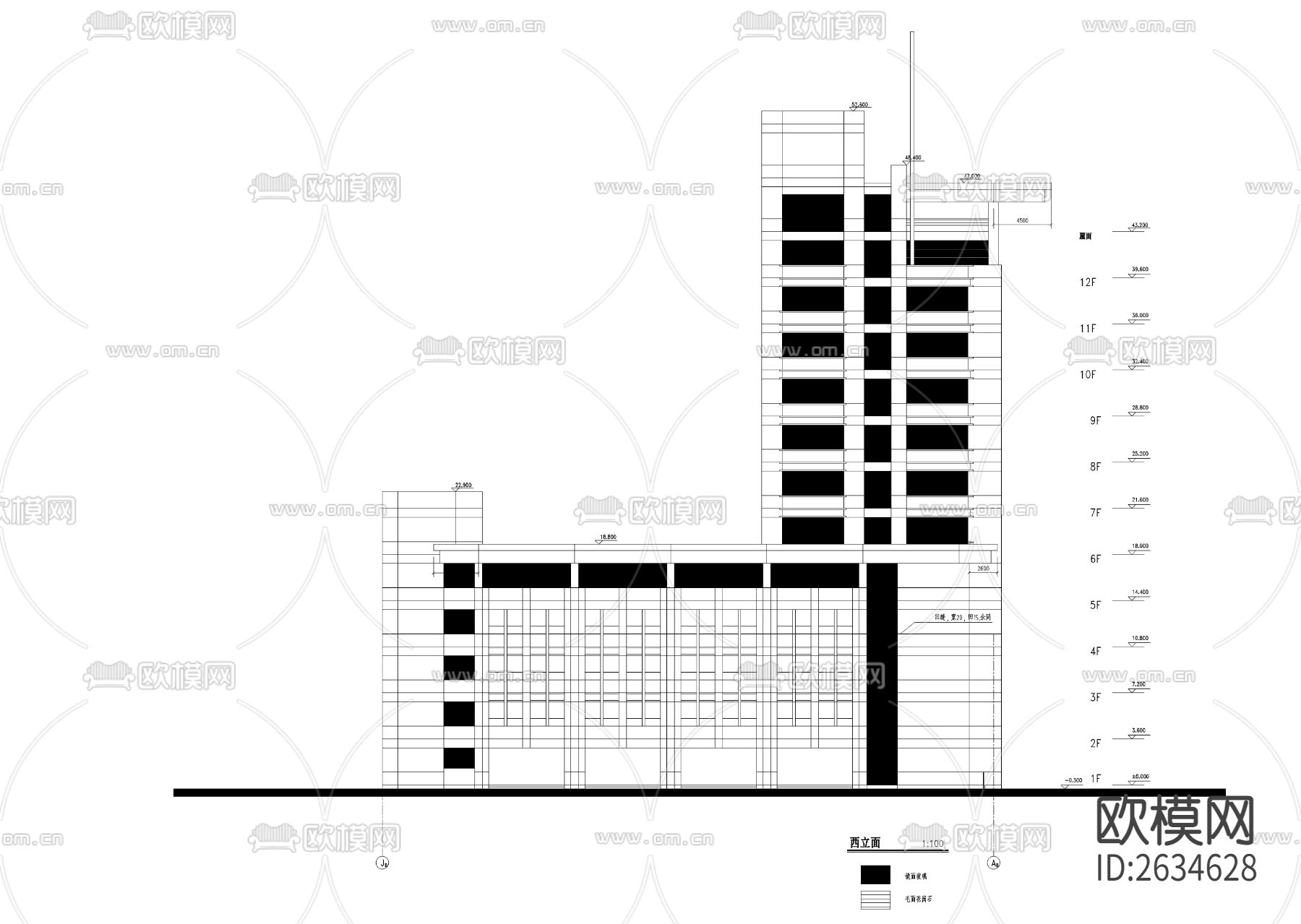 大学综合办公楼CAD施工图下载（渲染图6）