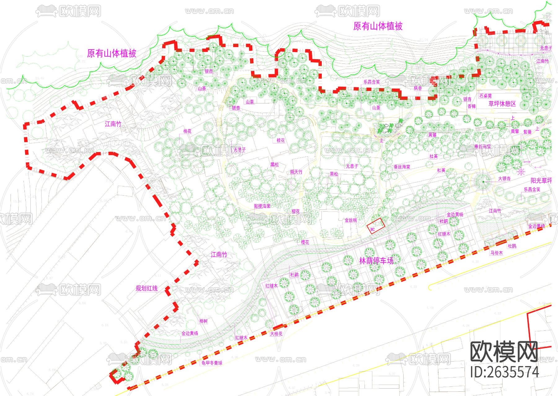 公园绿化CAD施工图下载（渲染图2）