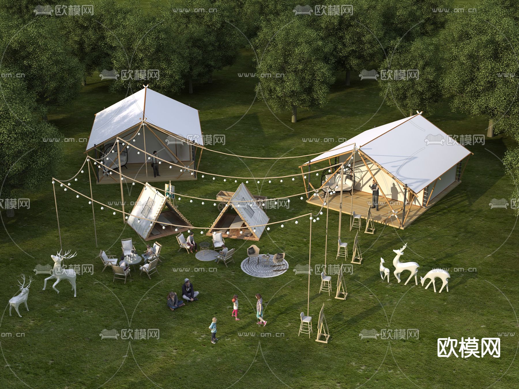 露营基地 帐篷 户外烧烤3d模型下载