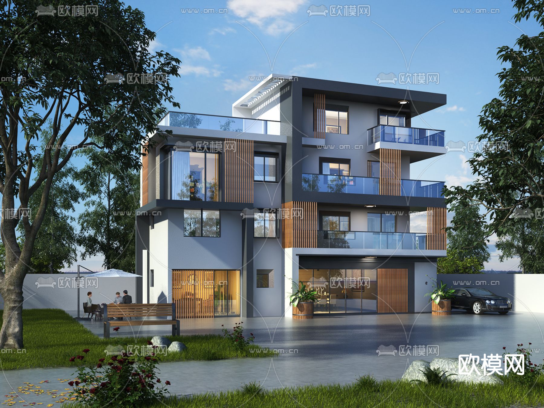 独栋别墅外观3d模型下载