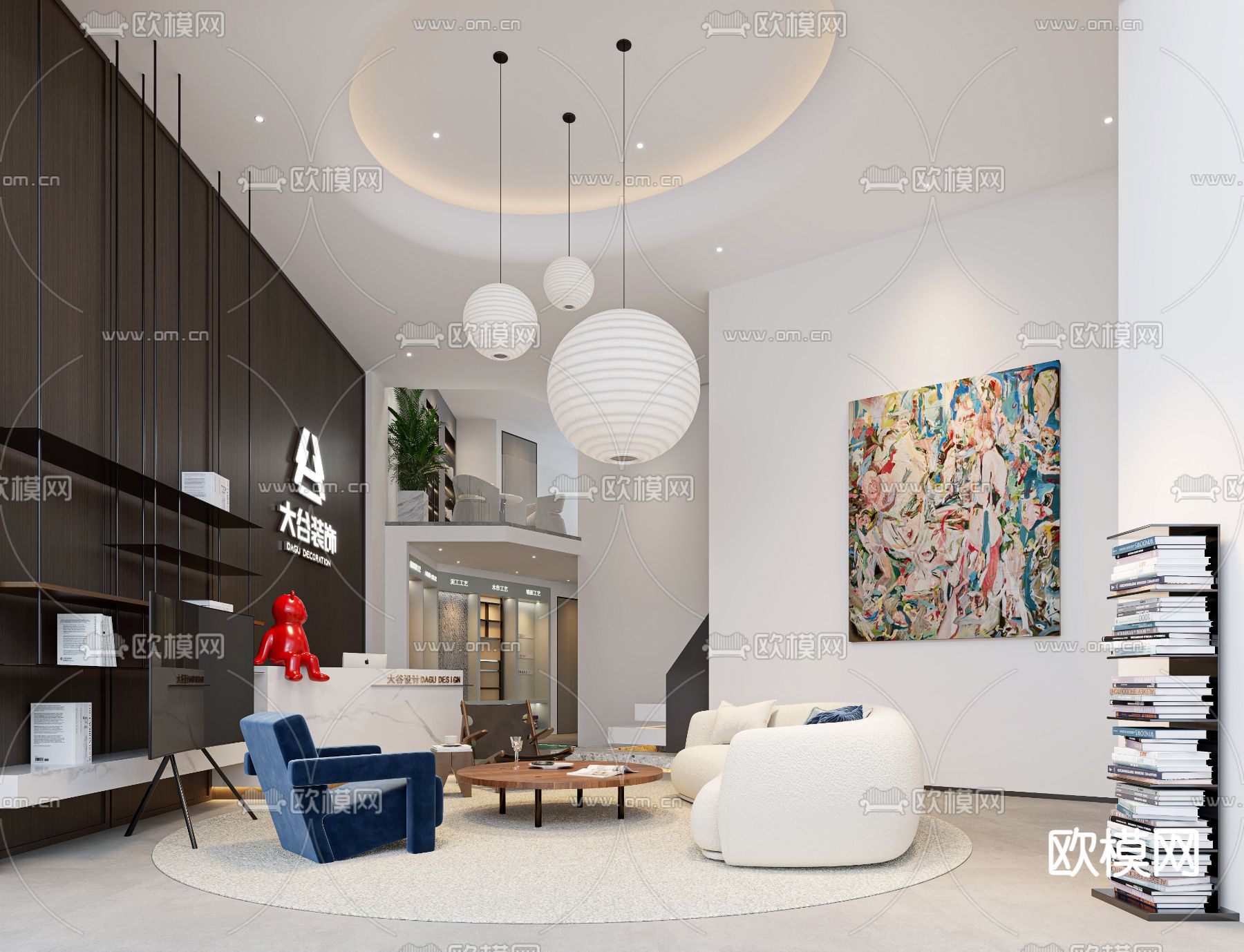 装修公司 接待大厅3d模型下载