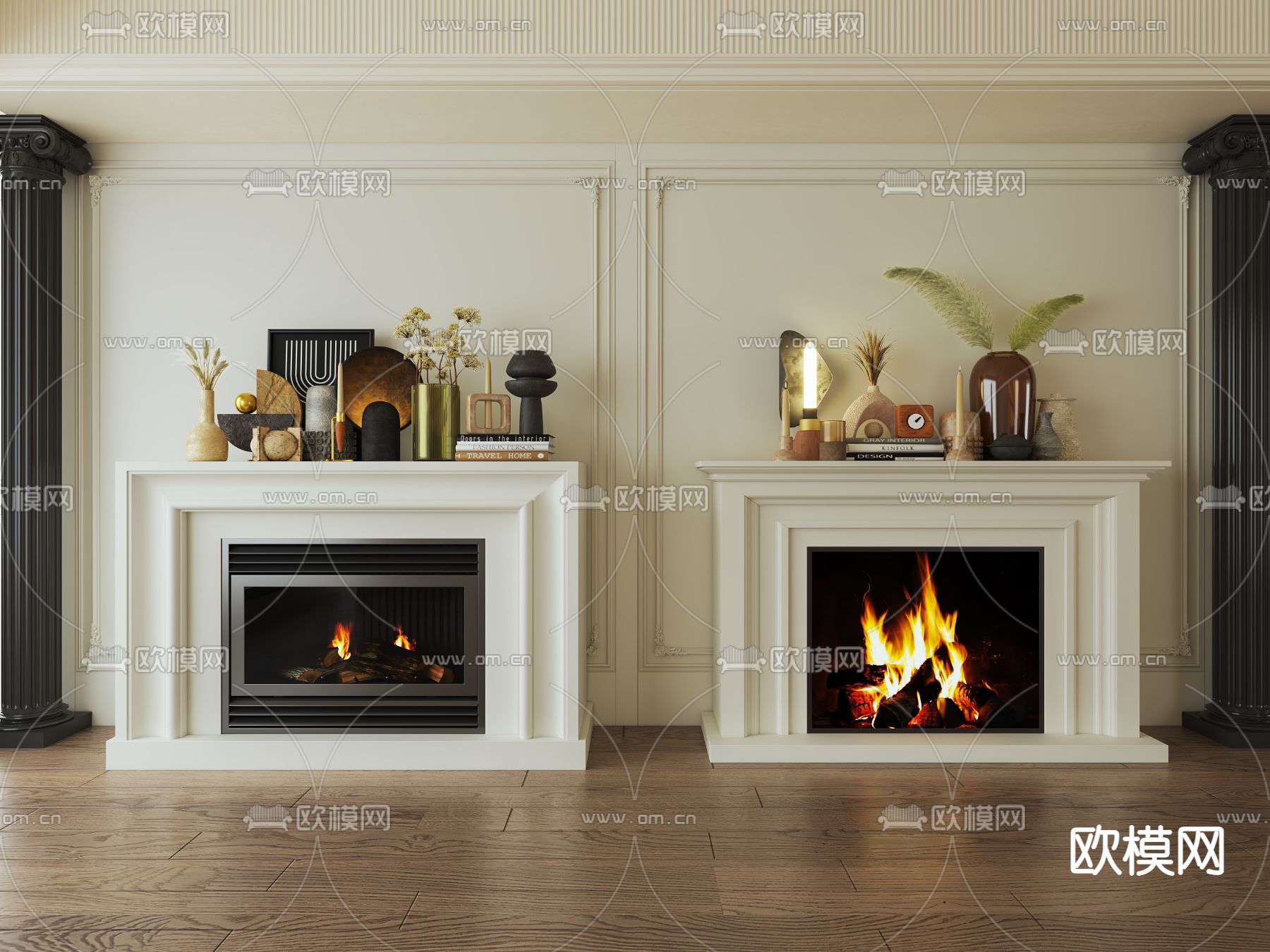 简欧壁炉3d模型下载