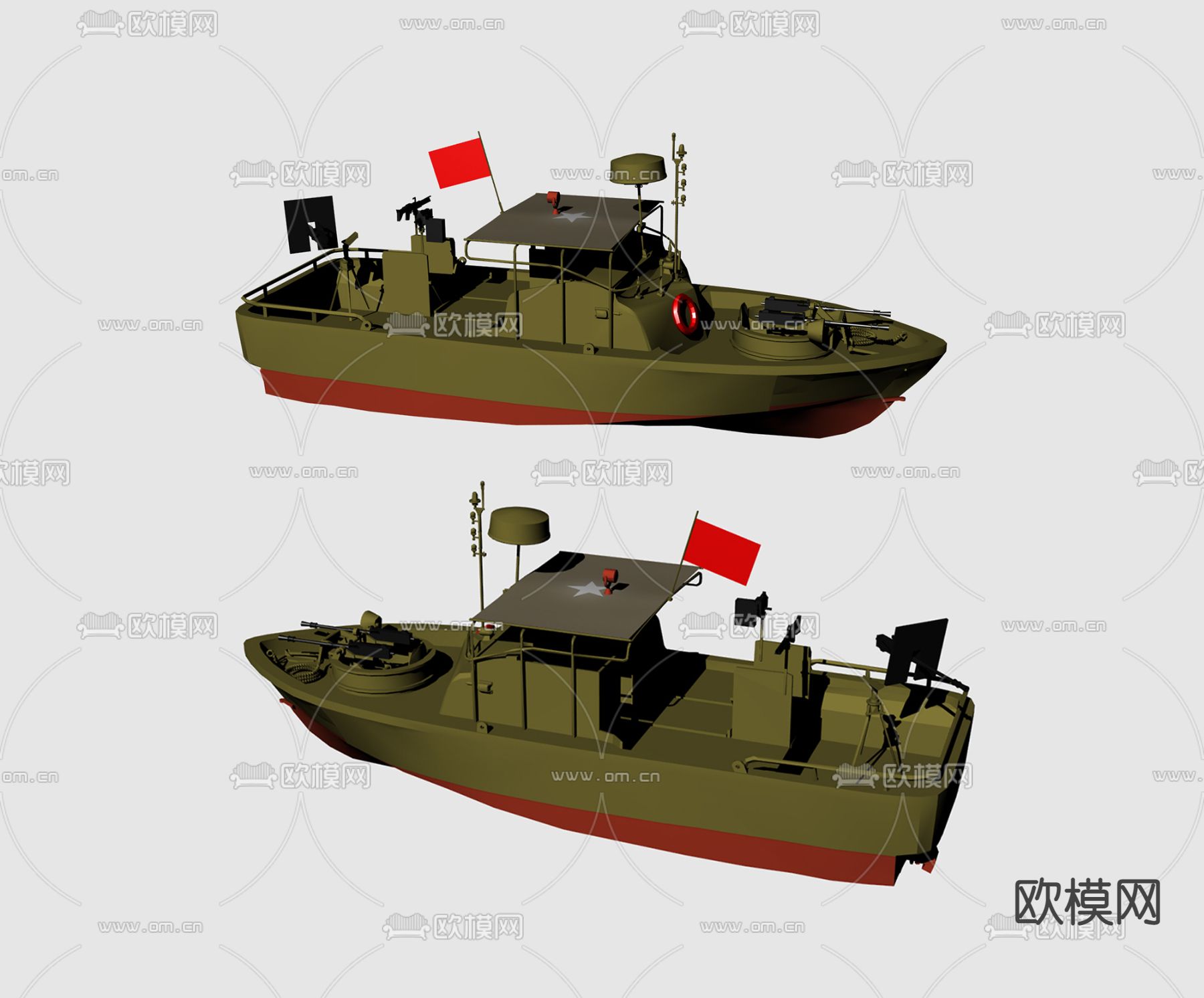 军事游艇su模型下载（渲染图2）