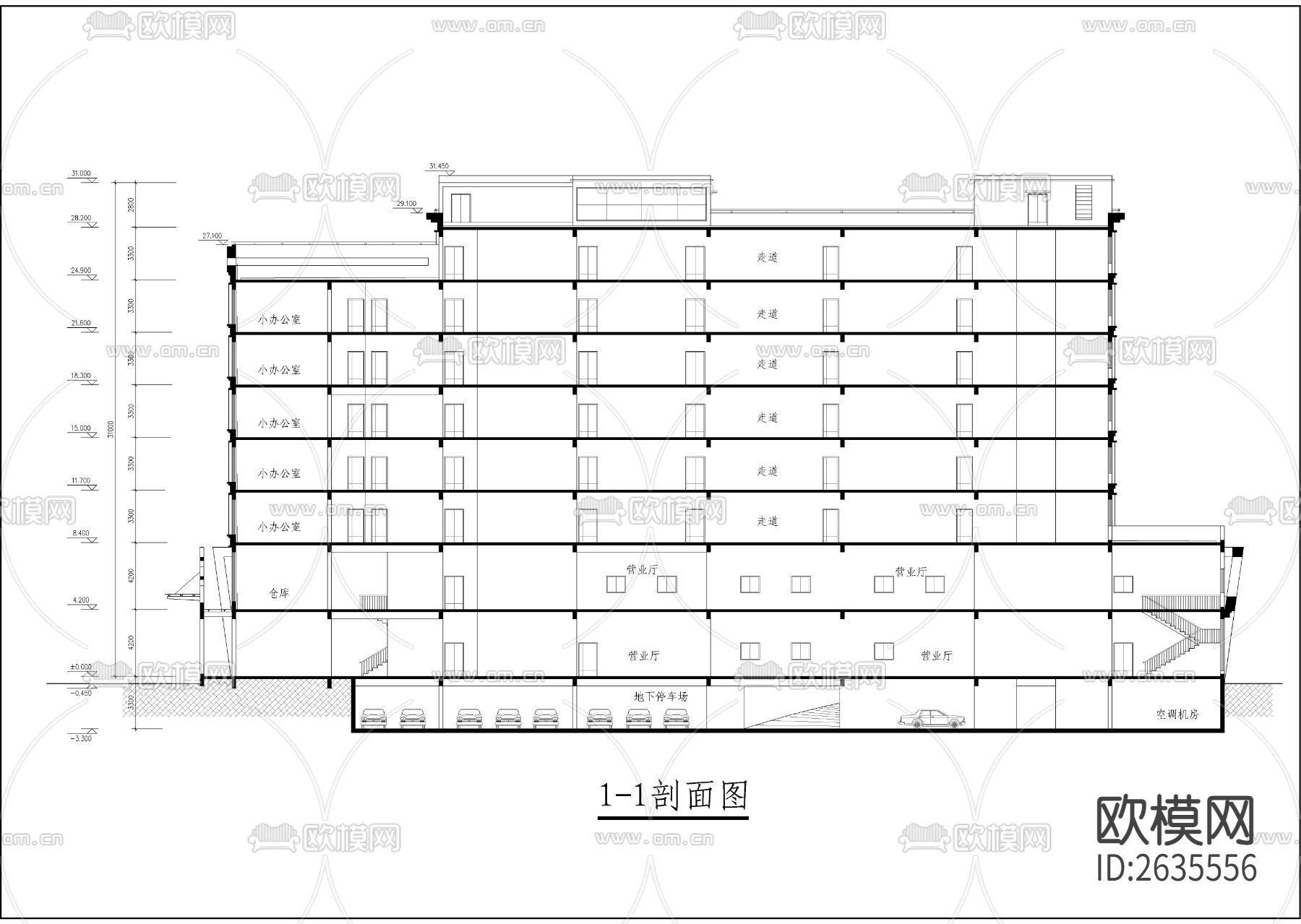 综合性写字楼CAD施工图下载（渲染图6）