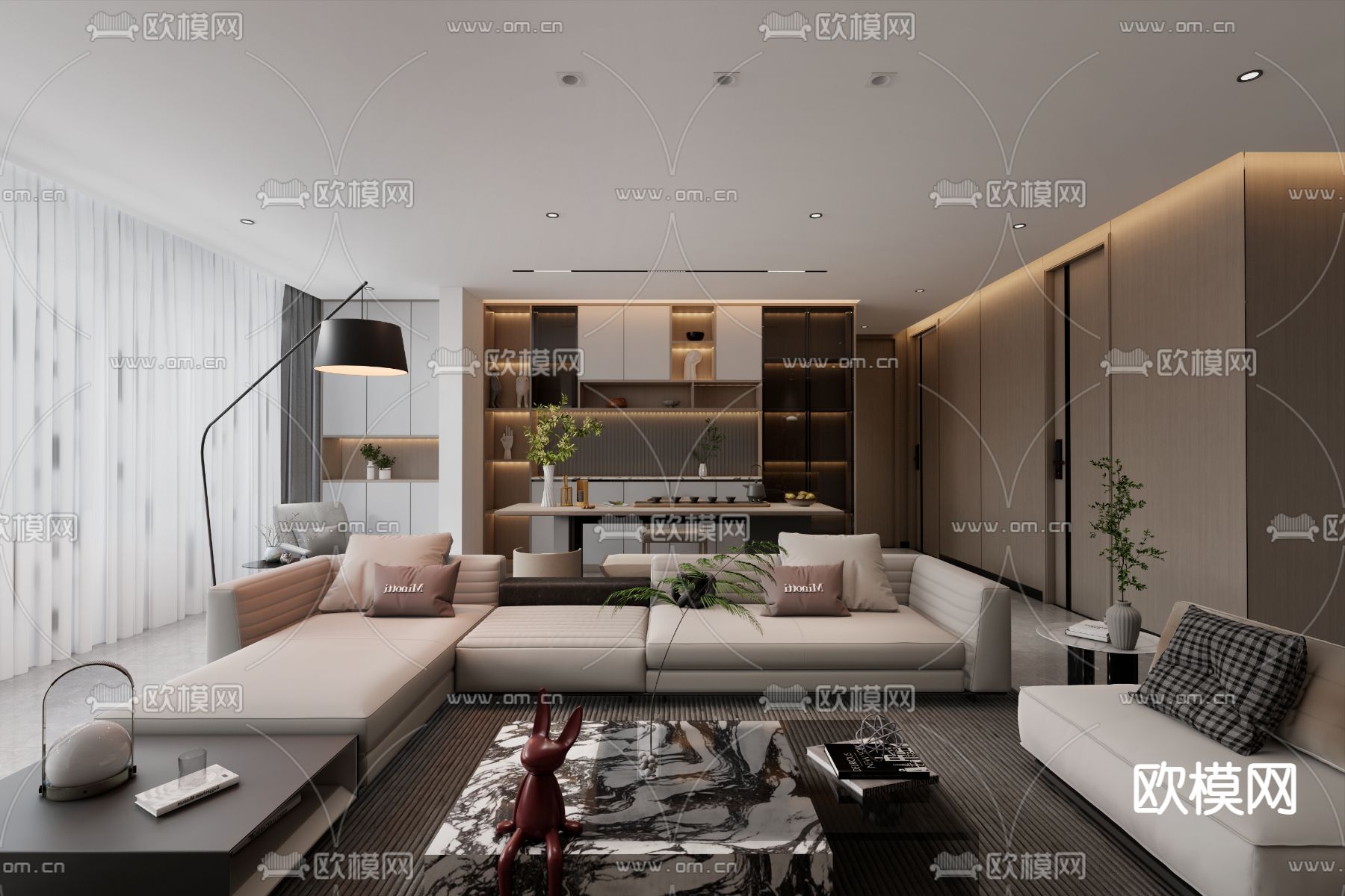 现代客厅su模型下载_ID14080426_sketchup模型下载-欧模网