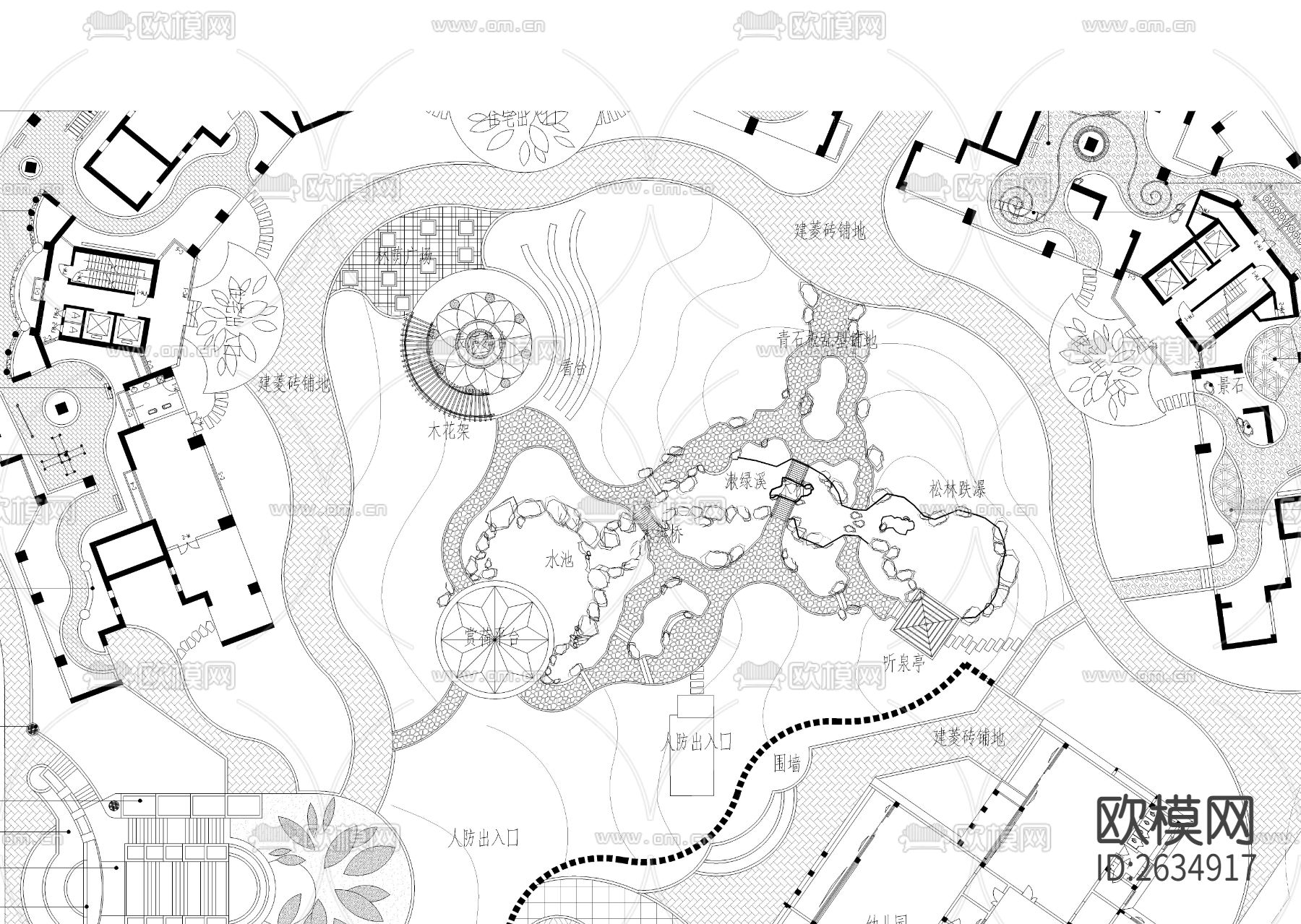 深圳某高层小区架空层cad施工图下载（渲染图1）