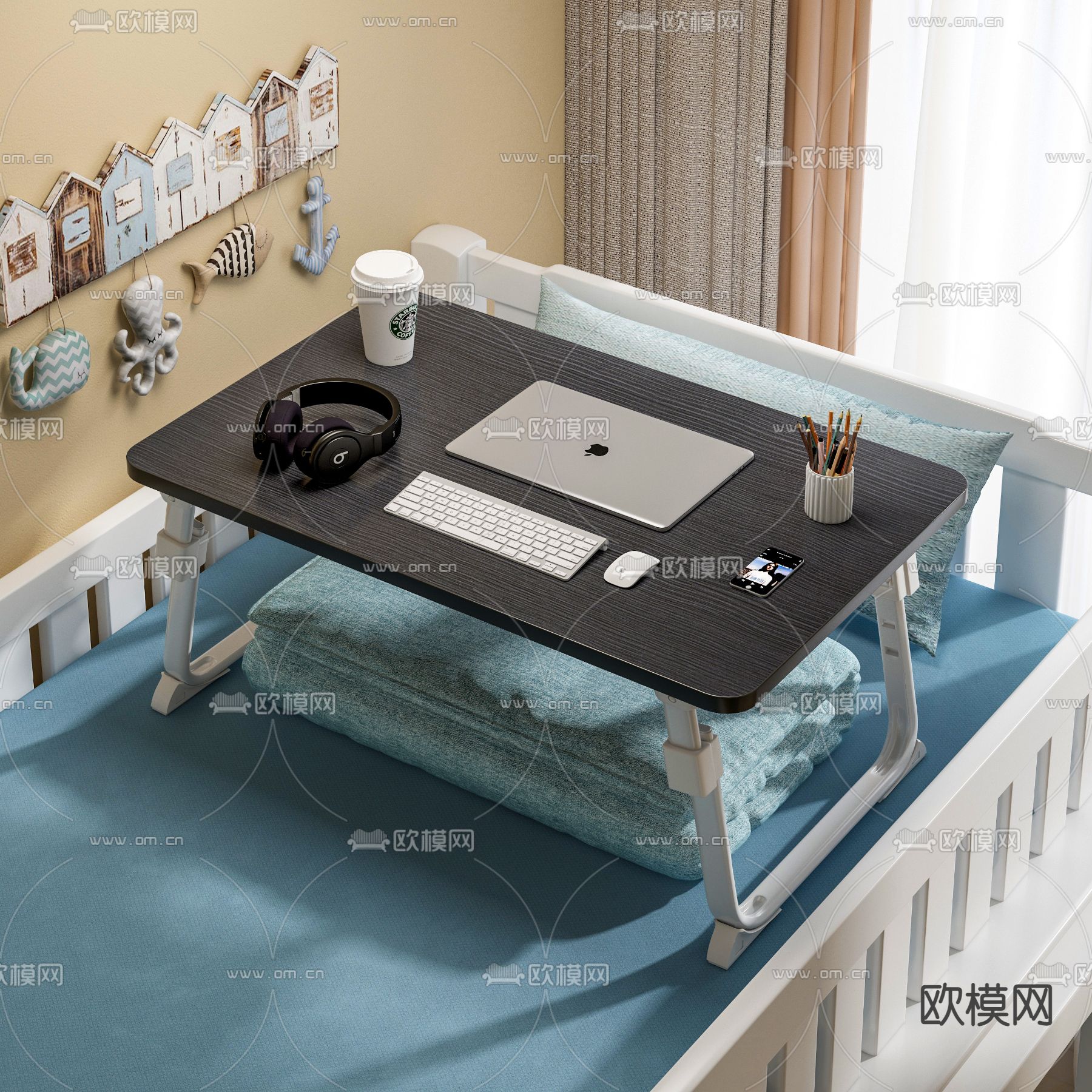 床上书桌 折叠桌3d模型下载_ID14082876_3dmax免费模型-欧模网