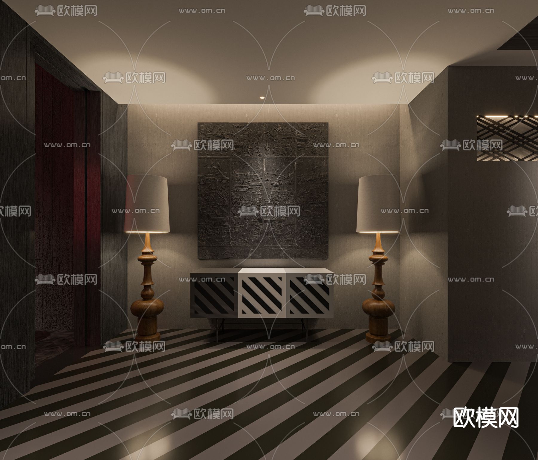 中古风理发店3d模型下载（渲染图3）