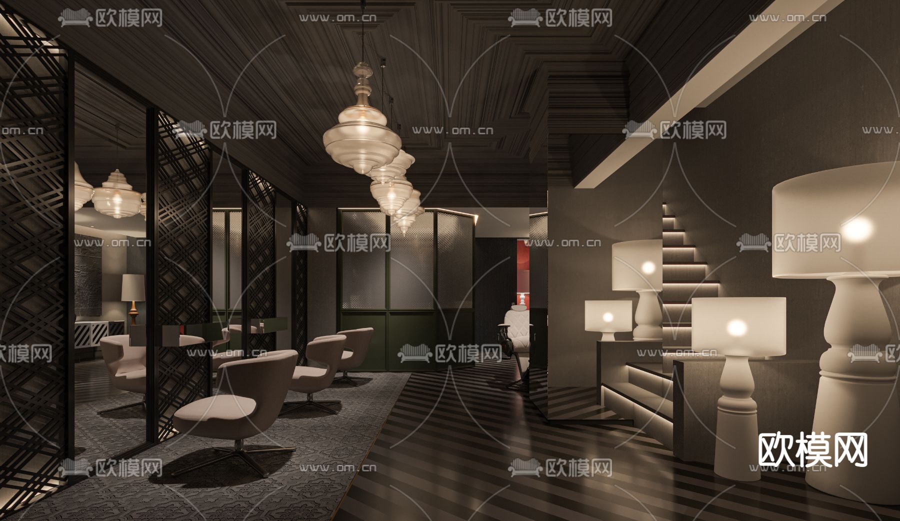 中古风理发店3d模型下载（渲染图8）
