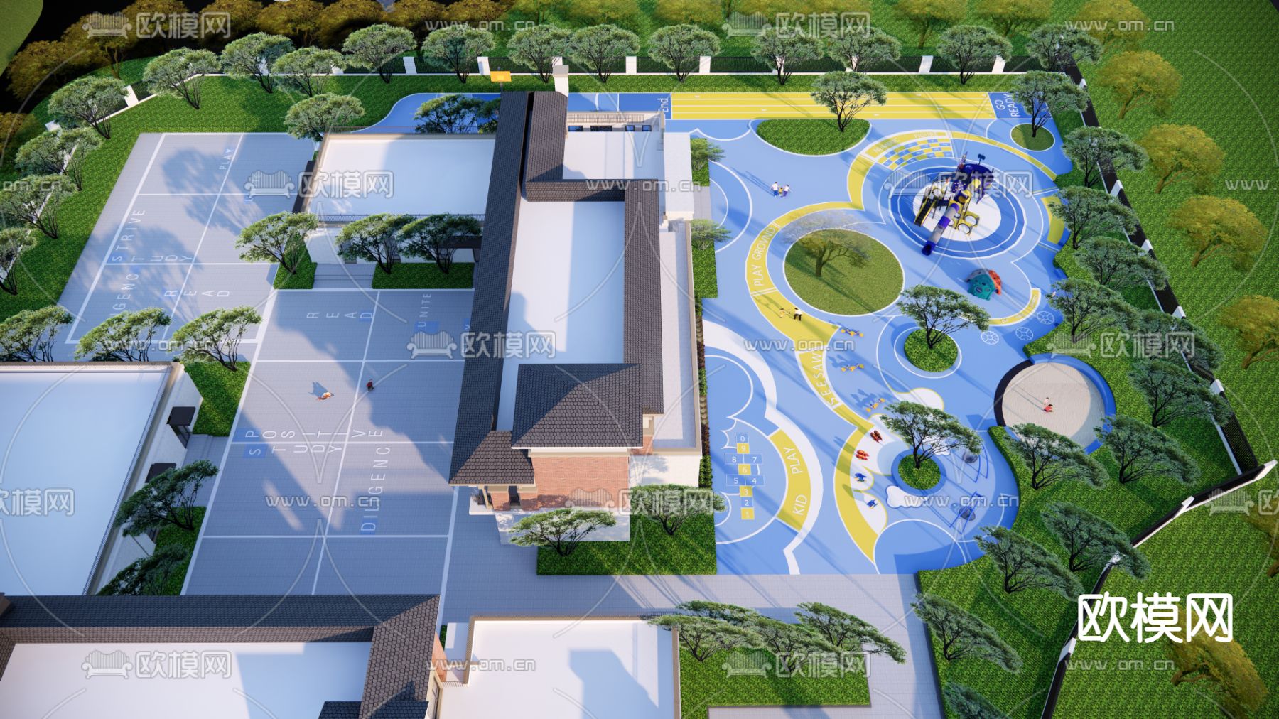 幼儿园鸟瞰su模型下载（渲染图3）