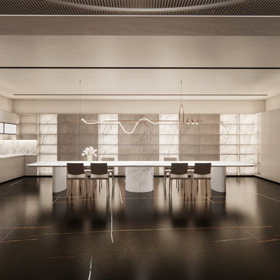  现代休息区su模型 