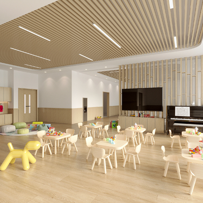  现代幼儿园教室su模型 