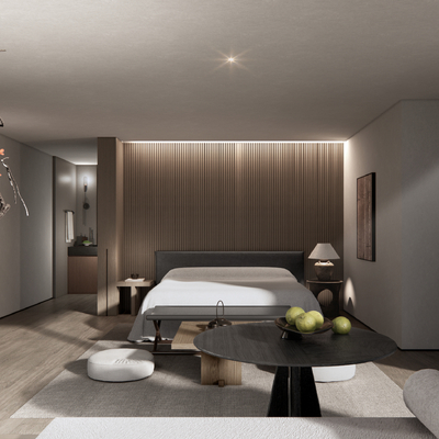  侘寂酒店客房su模型 