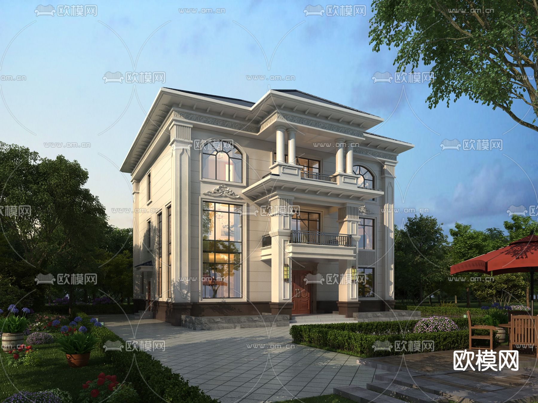 欧式别墅 独栋别墅3d模型下载