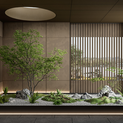  现代室内景观造景su模型 