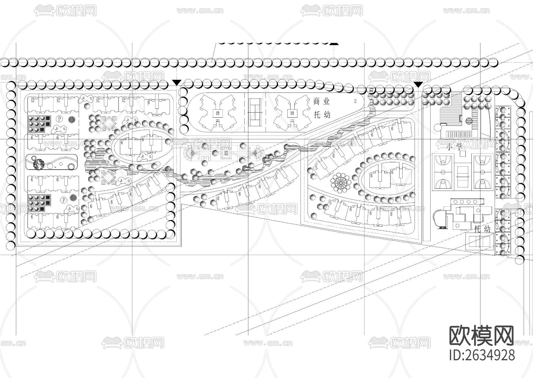 大型居住区规划cad施工图下载（渲染图5）