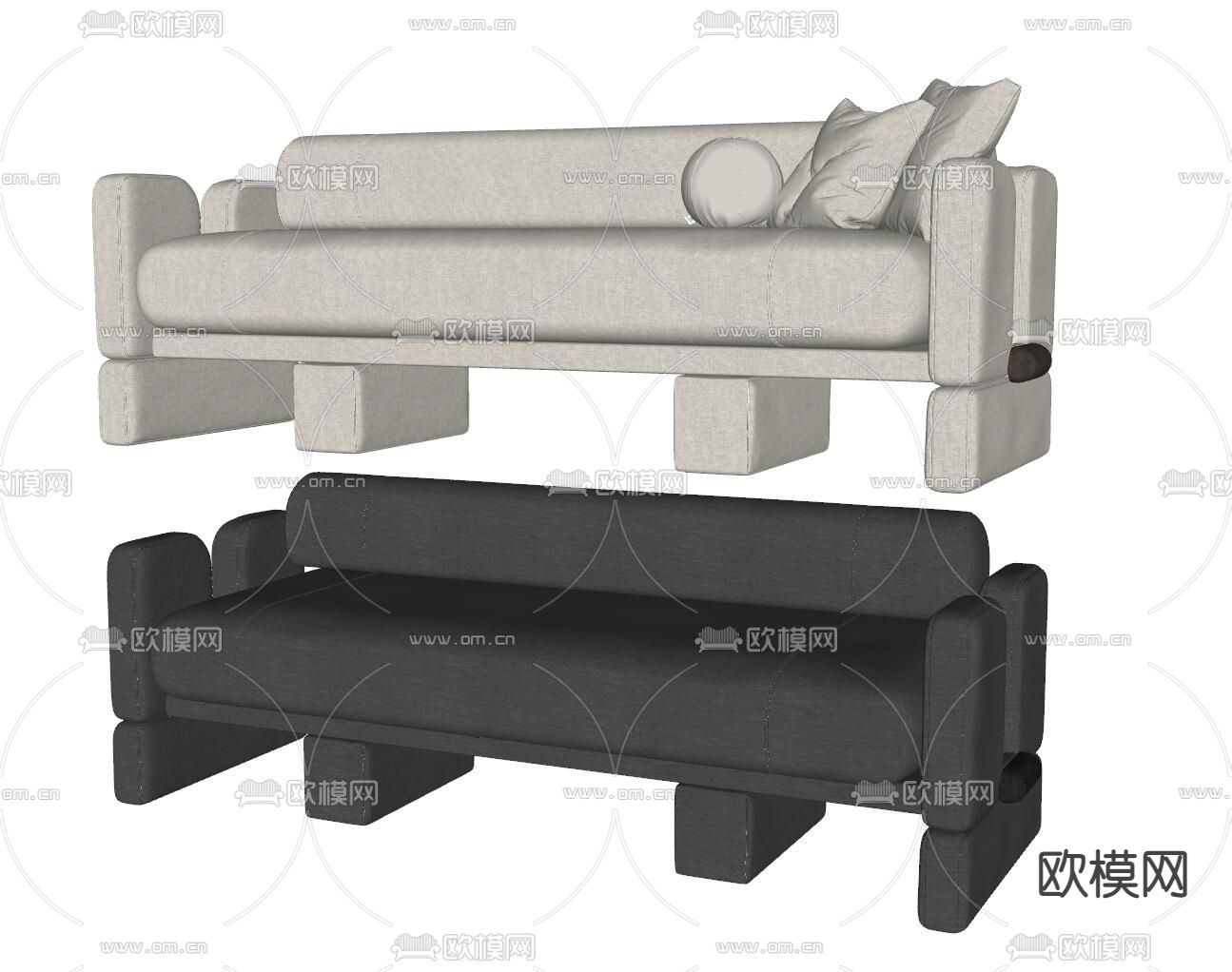 法式双人沙发su模型下载（渲染图2）