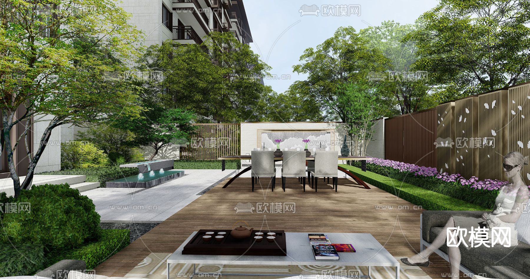 现代庭院su模型下载（渲染图1）