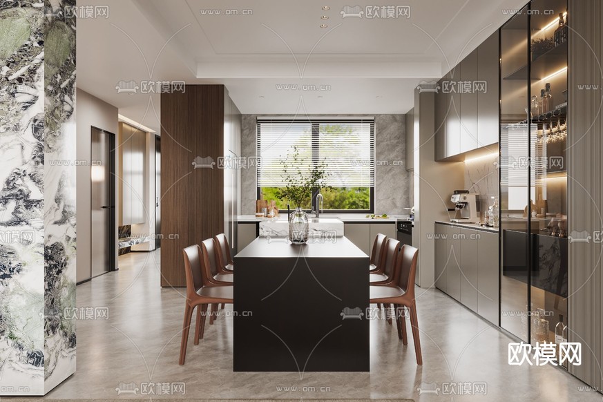 现代卧室 客餐厅3d模型下载_ID14085028_3dmax免费模型-欧模网