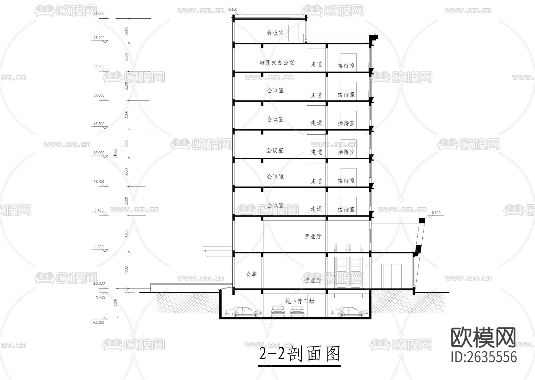 综合性写字楼CAD施工图下载（渲染图8）