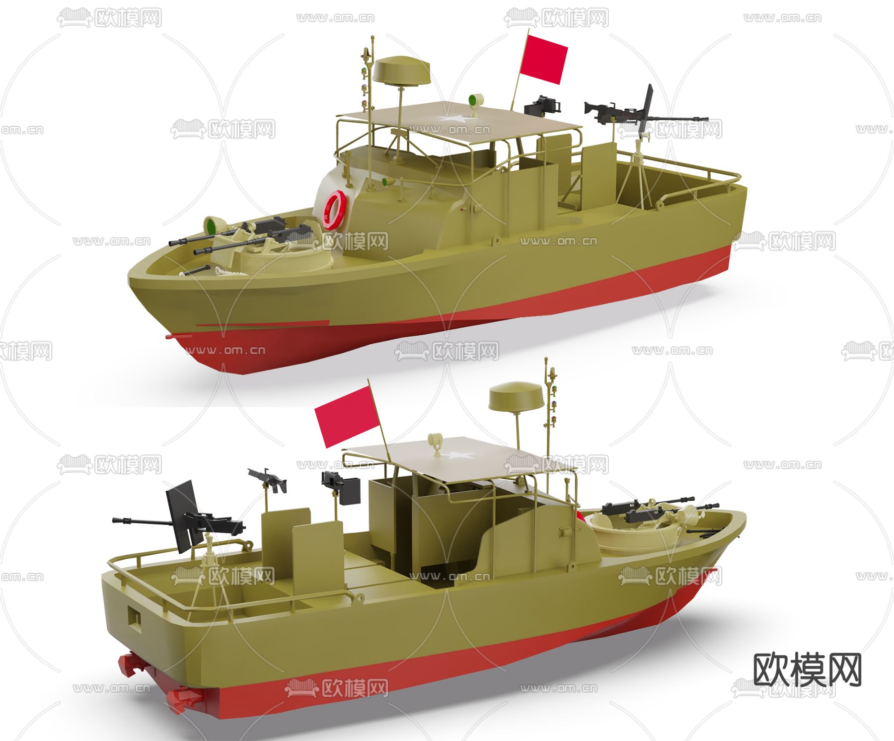 军事游艇su模型下载（渲染图1）