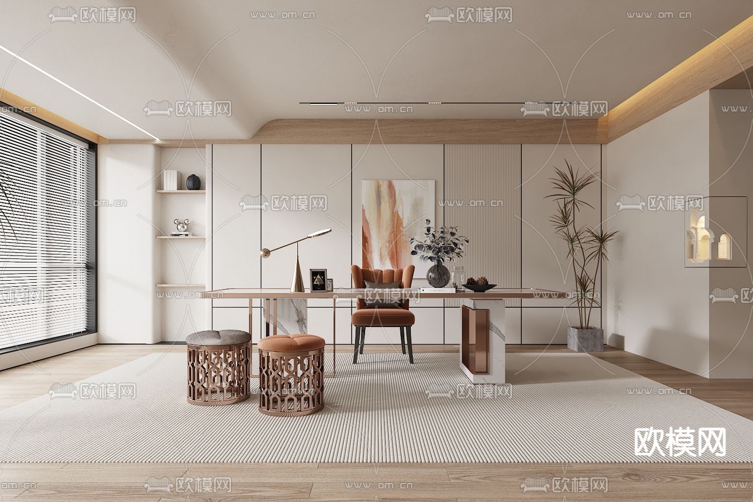 现代茶室3d模型下载