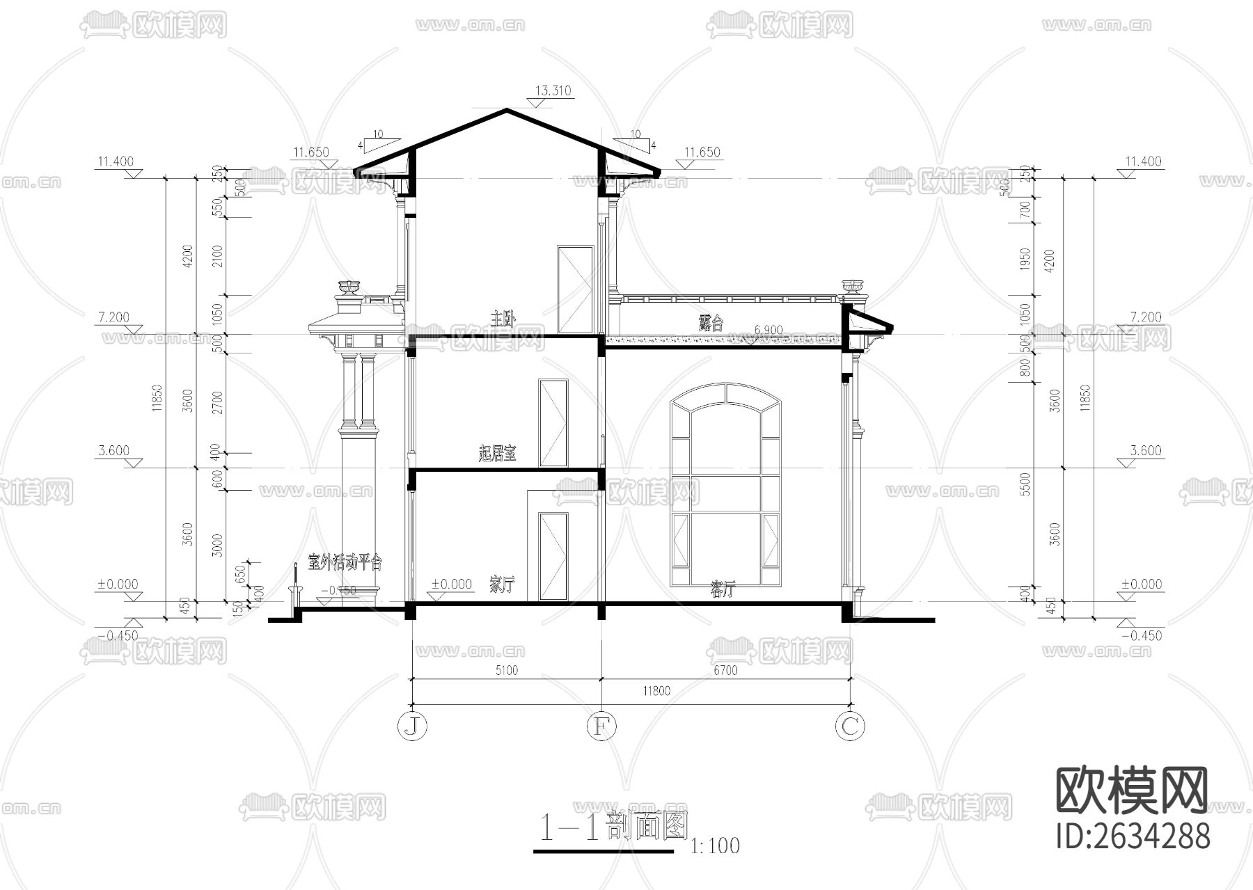 五百平三层欧式别墅CAD施工图下载（渲染图3）