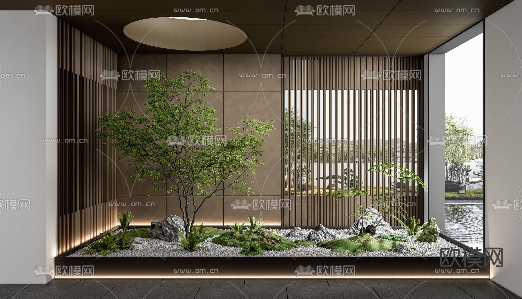 现代室内景观造景su模型下载（渲染图1）
