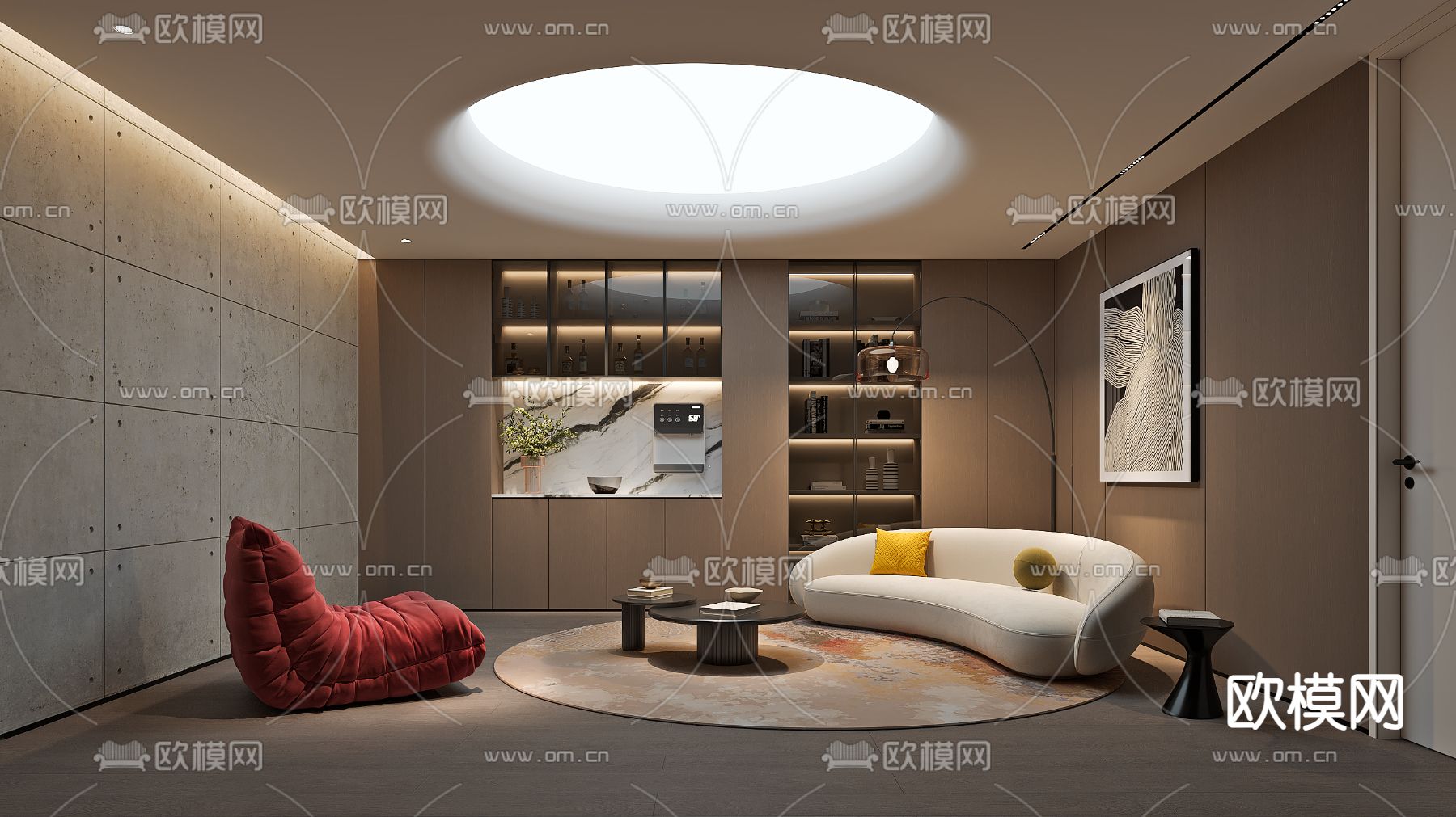 侘寂风休闲室 娱乐室su模型下载（渲染图1）