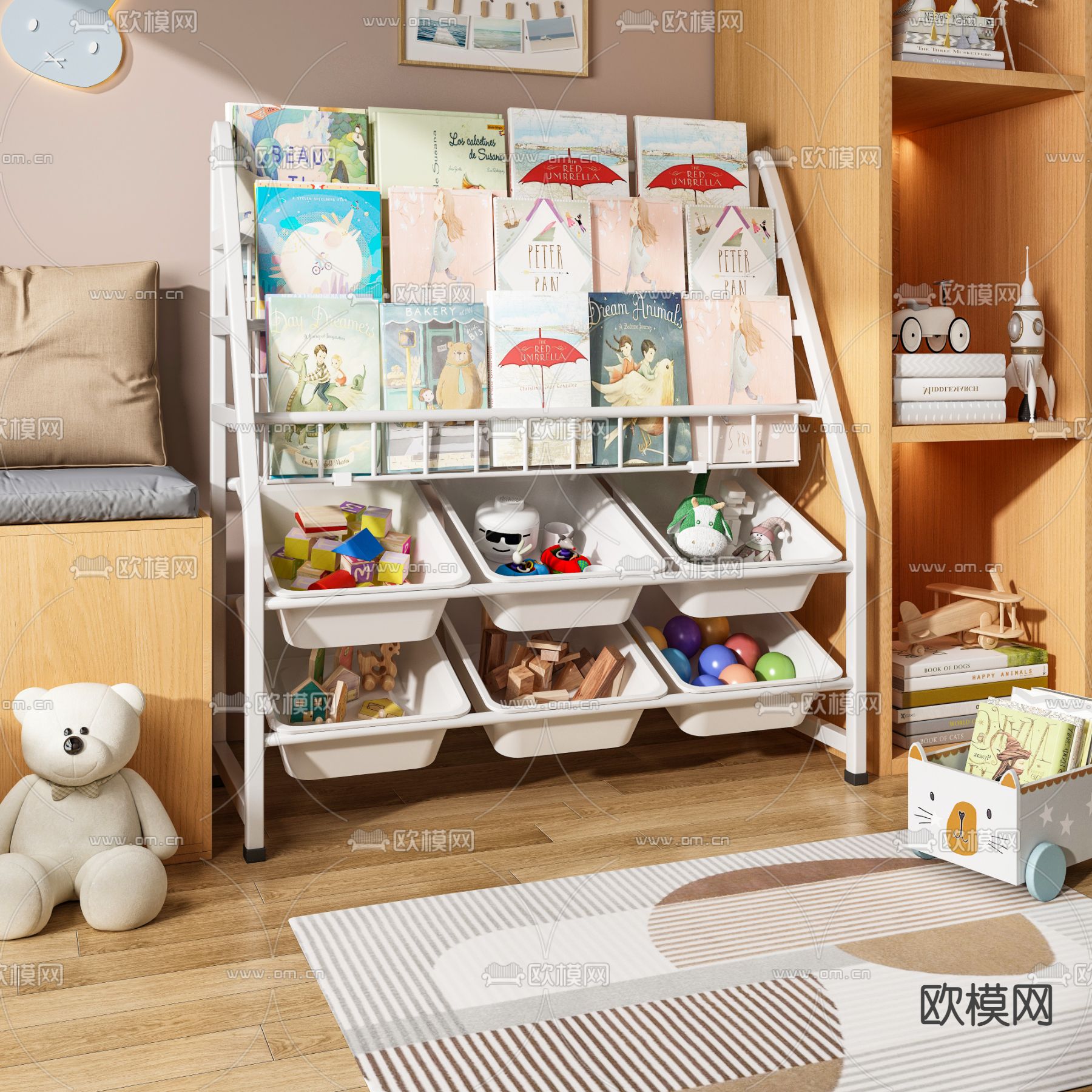 儿童书架 玩具架3d模型下载