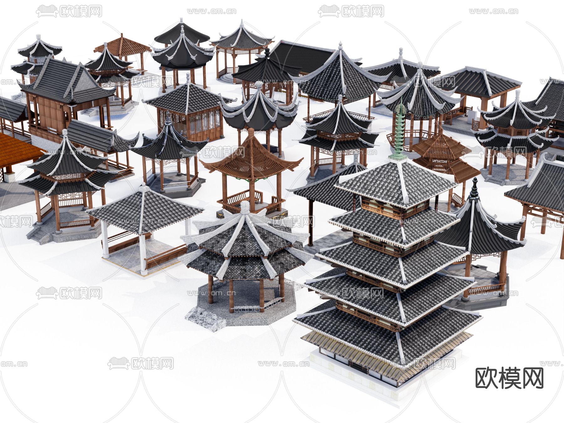 中式古建亭子凉亭su模型下载_ID14086143_sketchup模型下载-欧模网