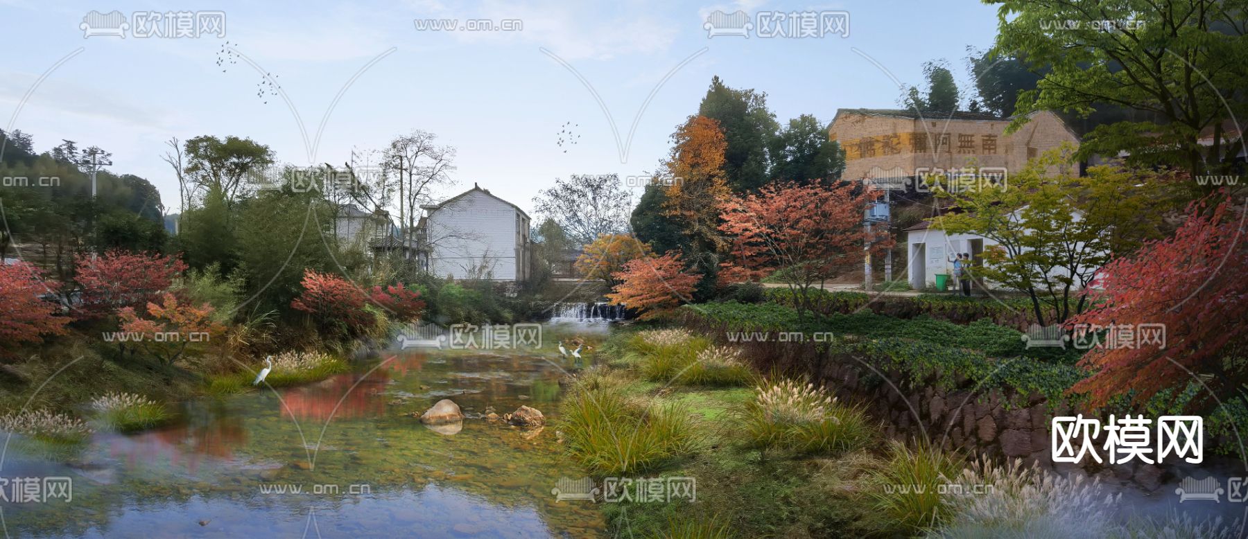 乡村河涌 河流psd下载