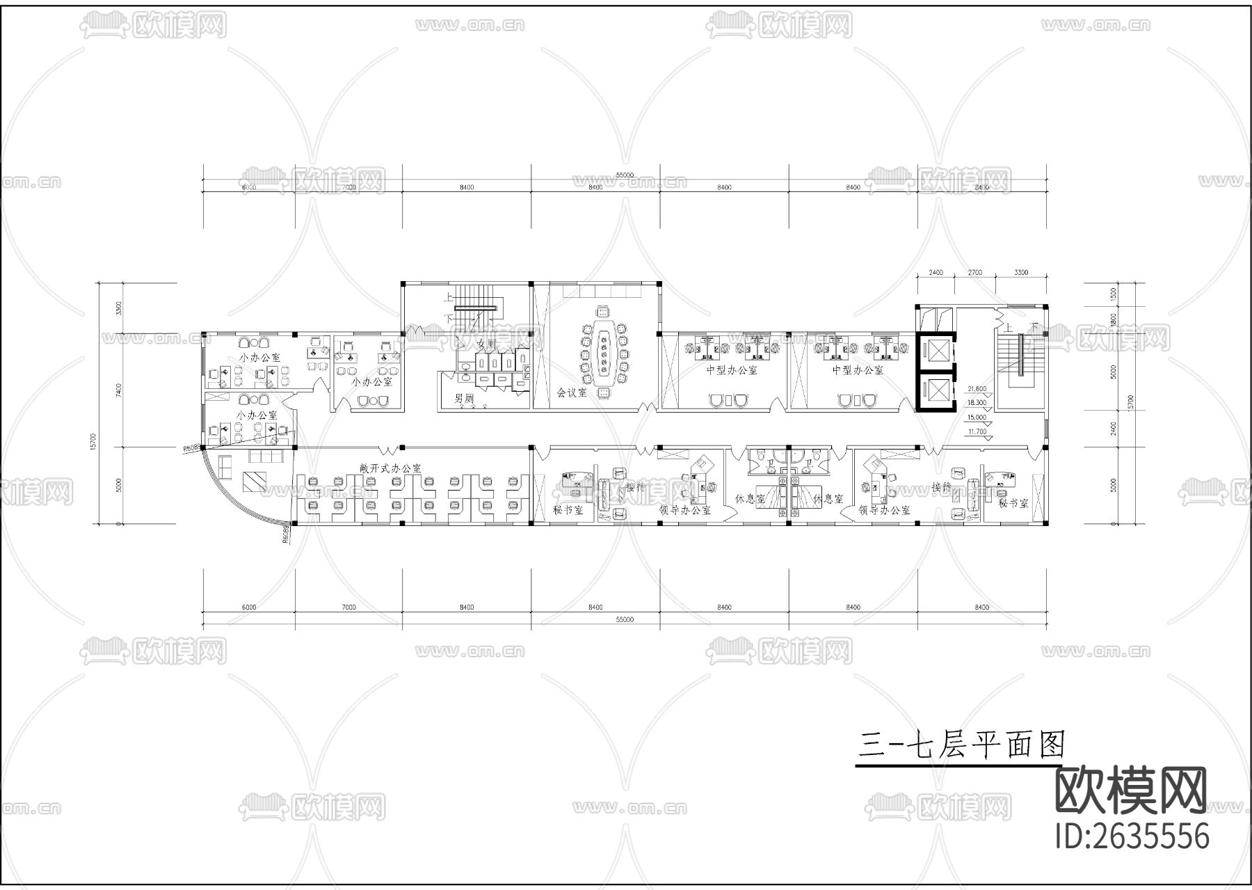 综合性写字楼CAD施工图下载（渲染图4）
