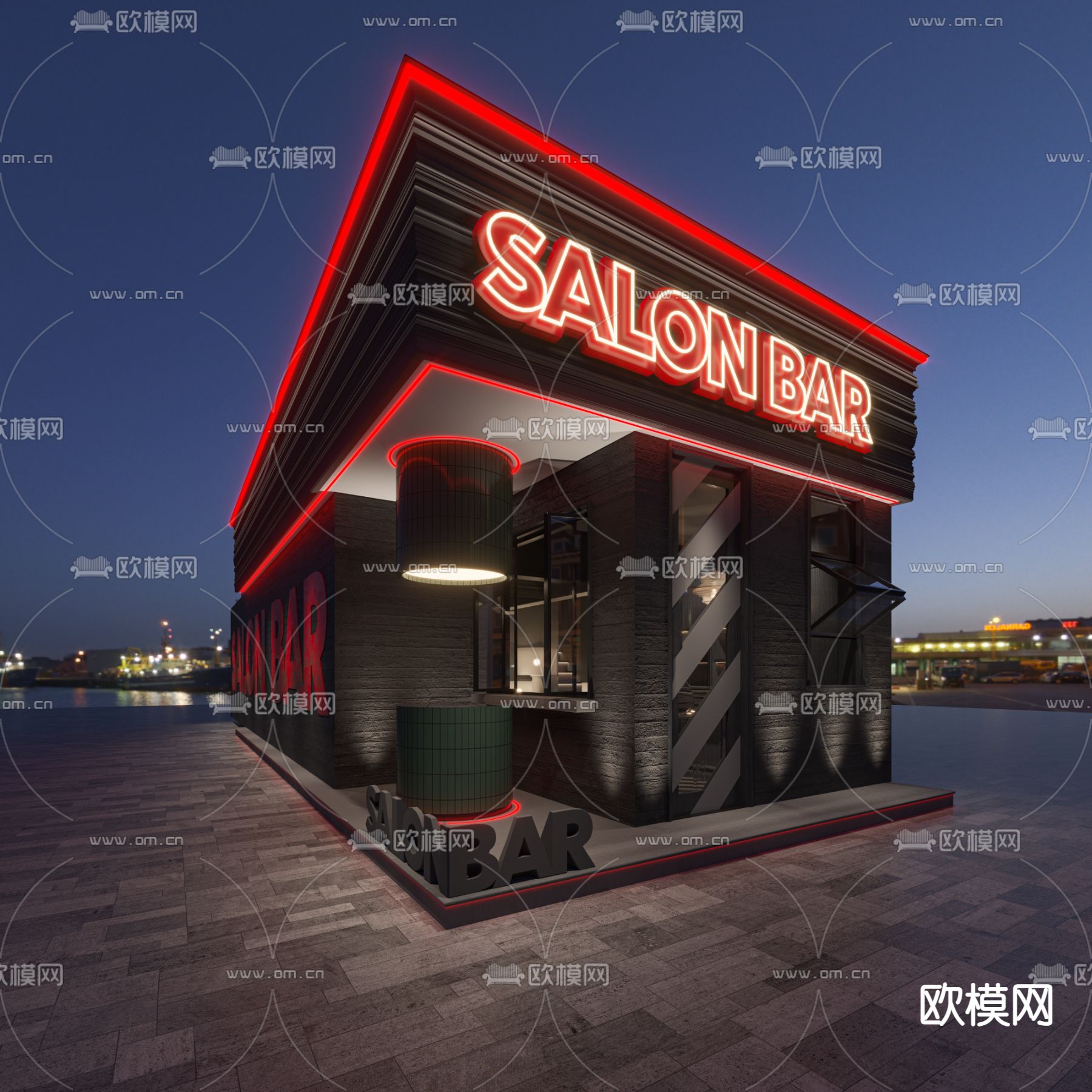 中古风理发店3d模型下载（渲染图7）