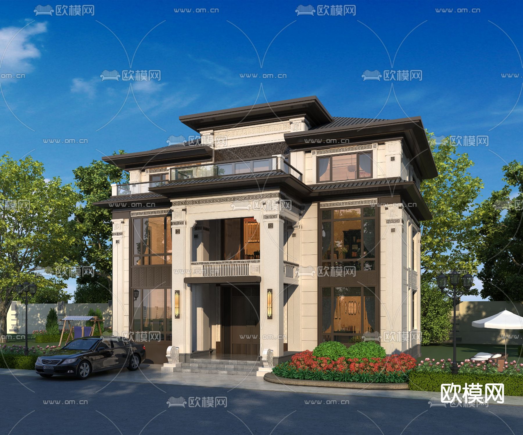 别墅外观3d模型下载