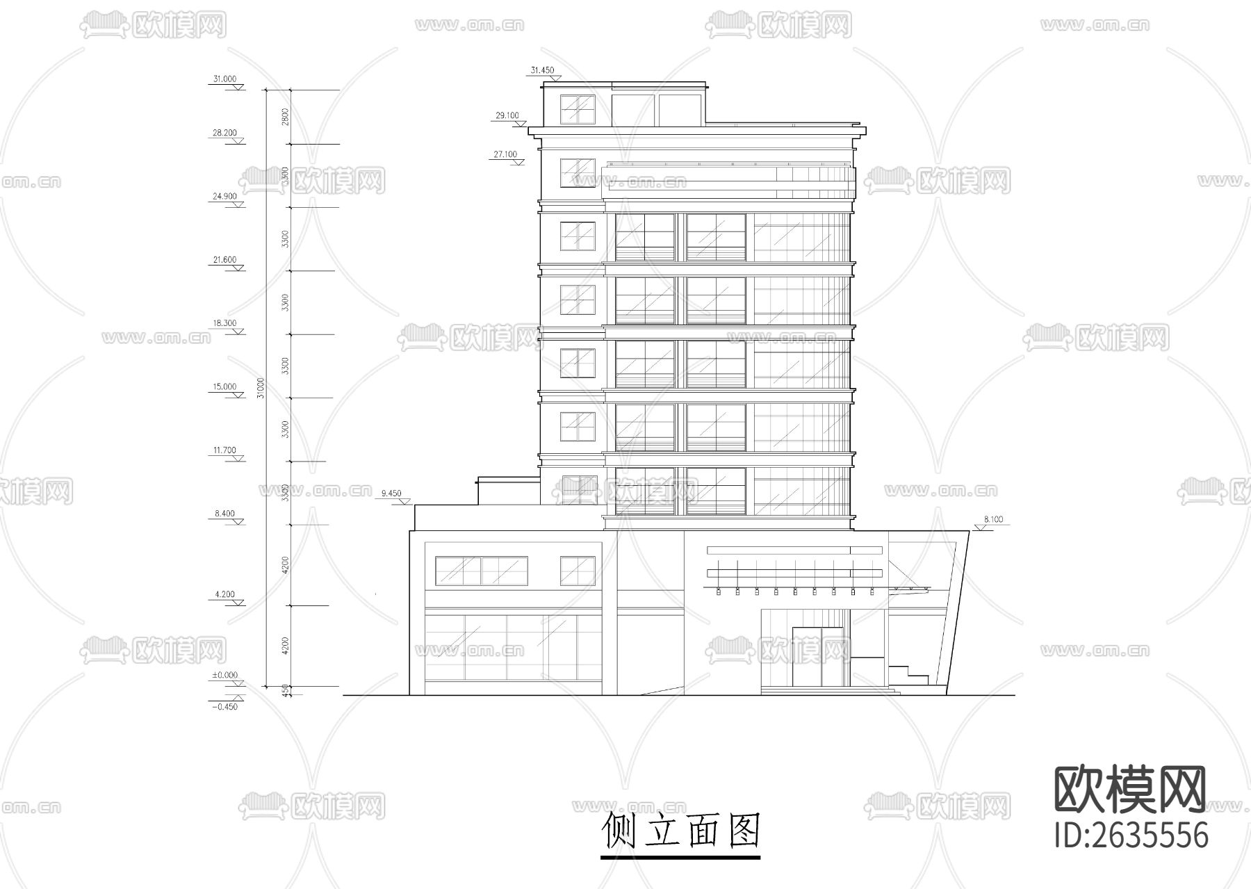 综合性写字楼CAD施工图下载（渲染图7）