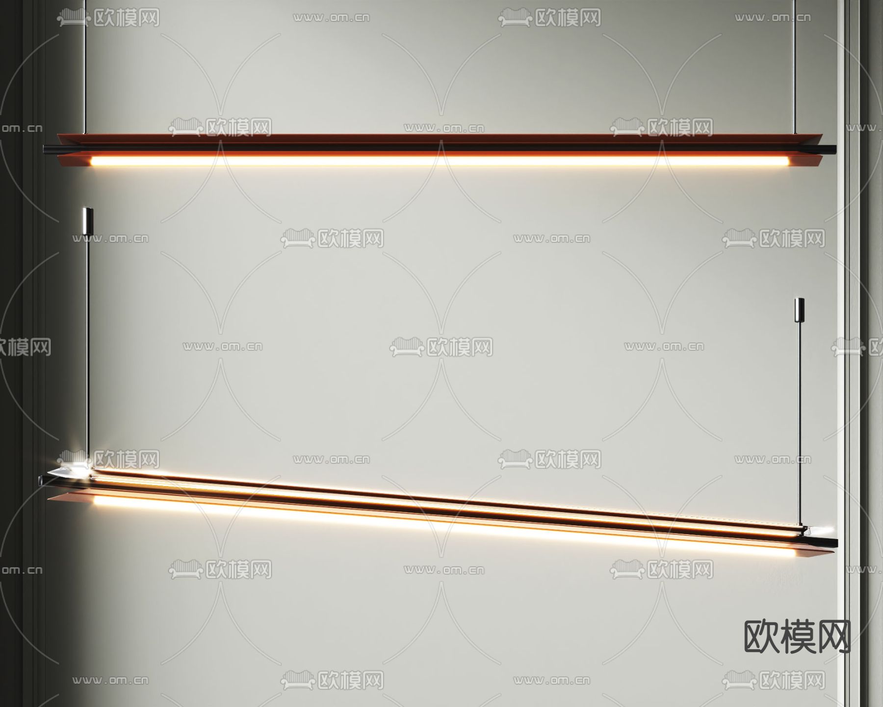 长条吊灯 办公吊灯3d模型