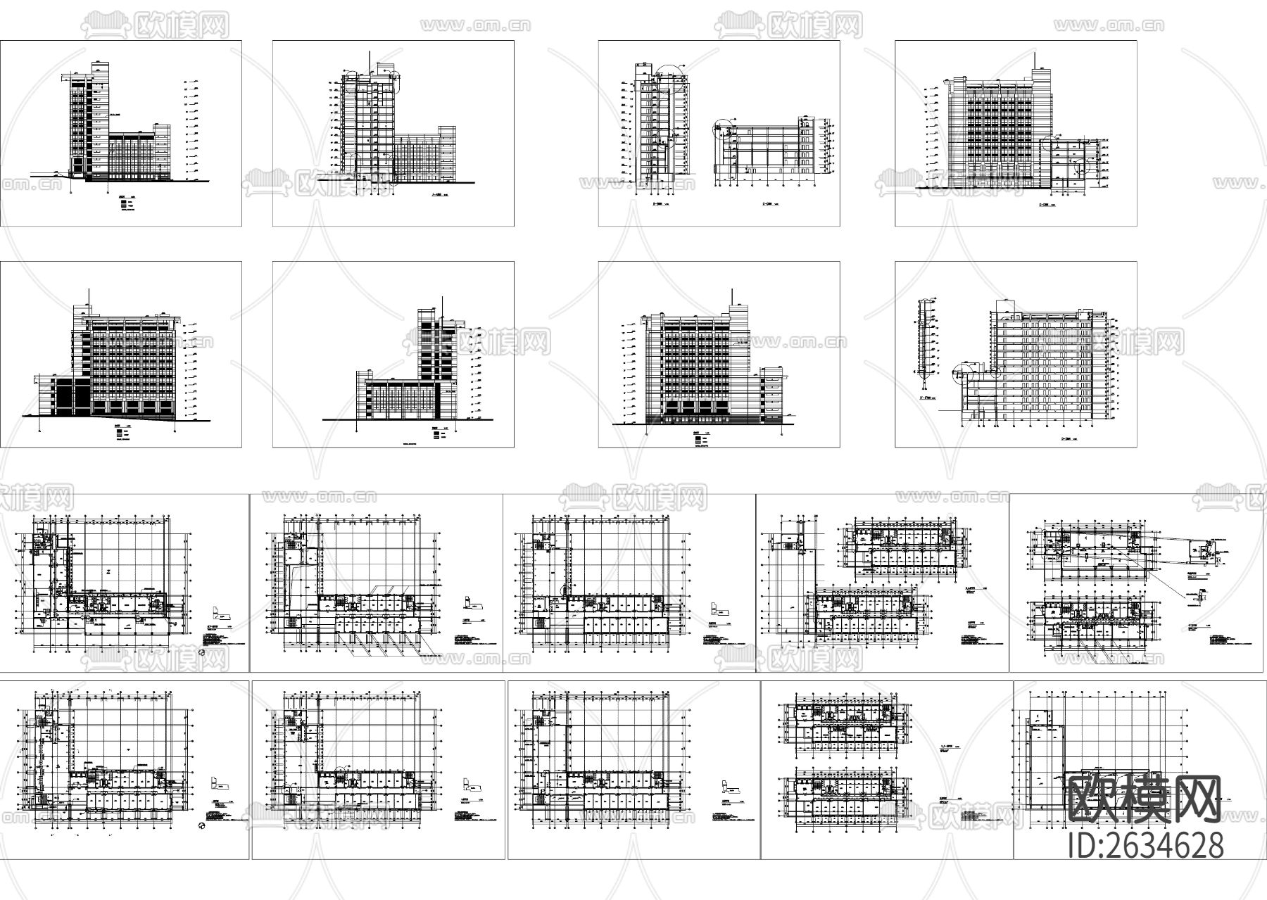 大学综合办公楼CAD施工图下载（渲染图1）