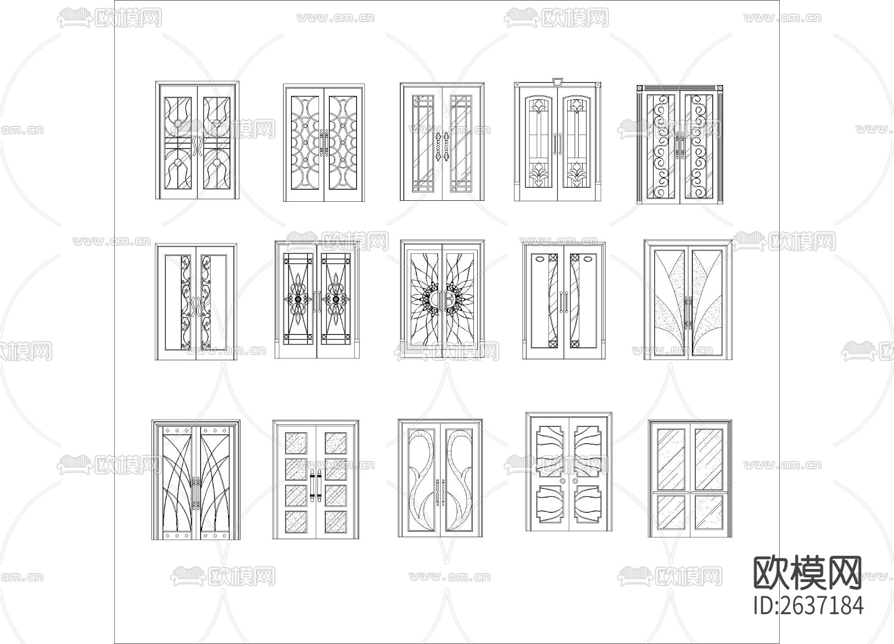 中式门花纹CAD图库下载（渲染图1）