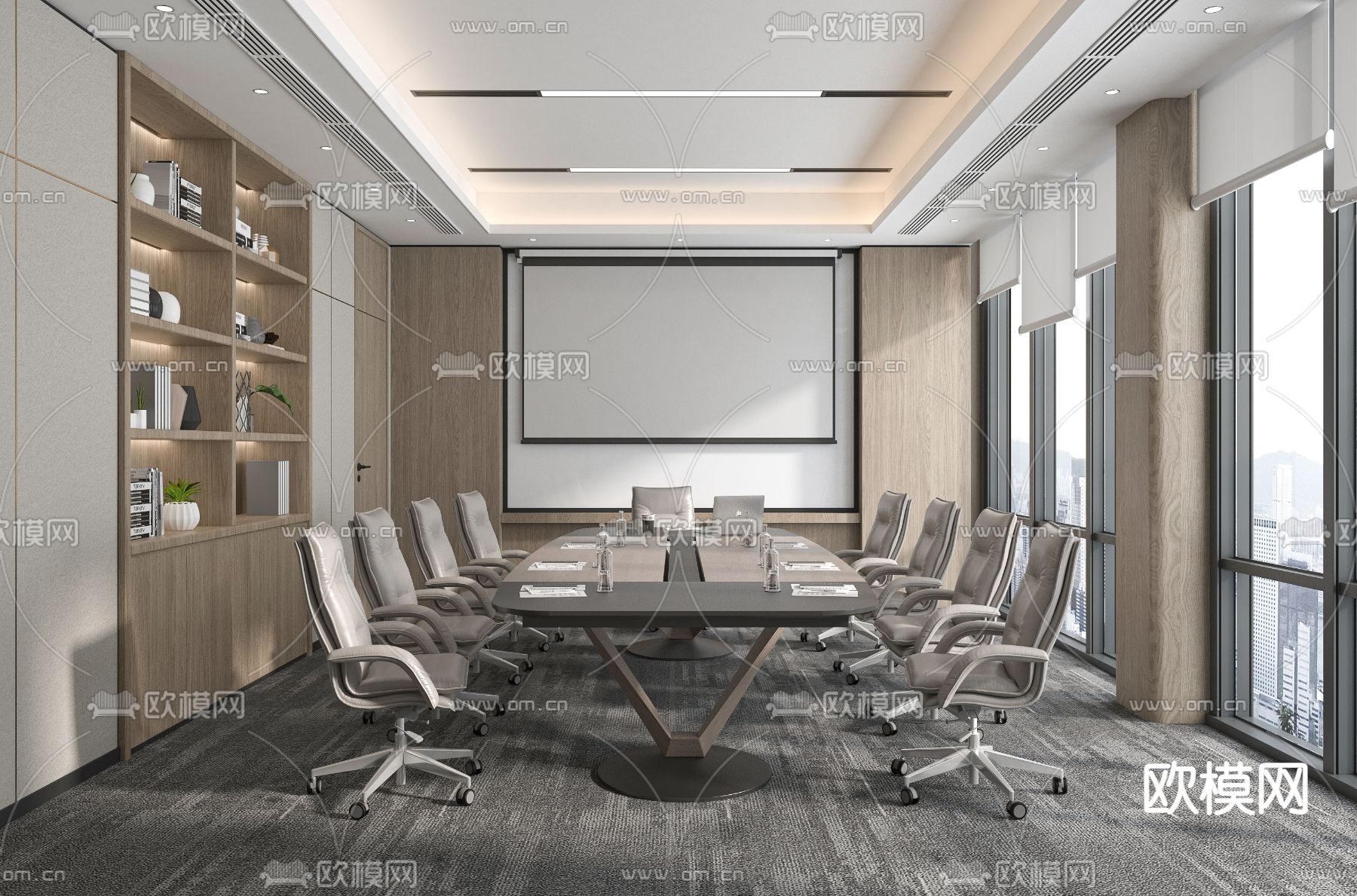 现代会议室3d模型下载