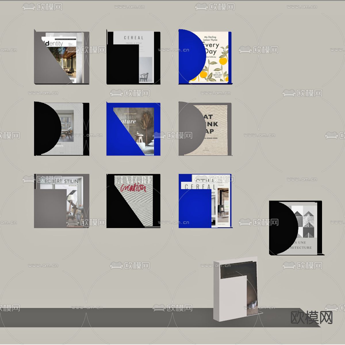 壁挂式书报架 杂志架su模型下载（渲染图3）