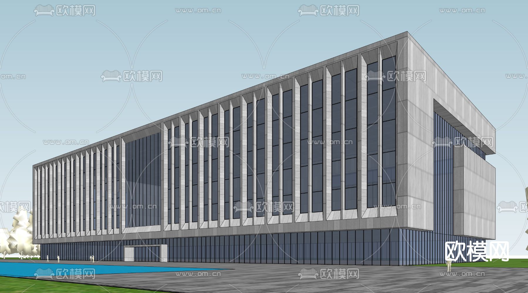 现代多层办公楼su模型下载（渲染图2）