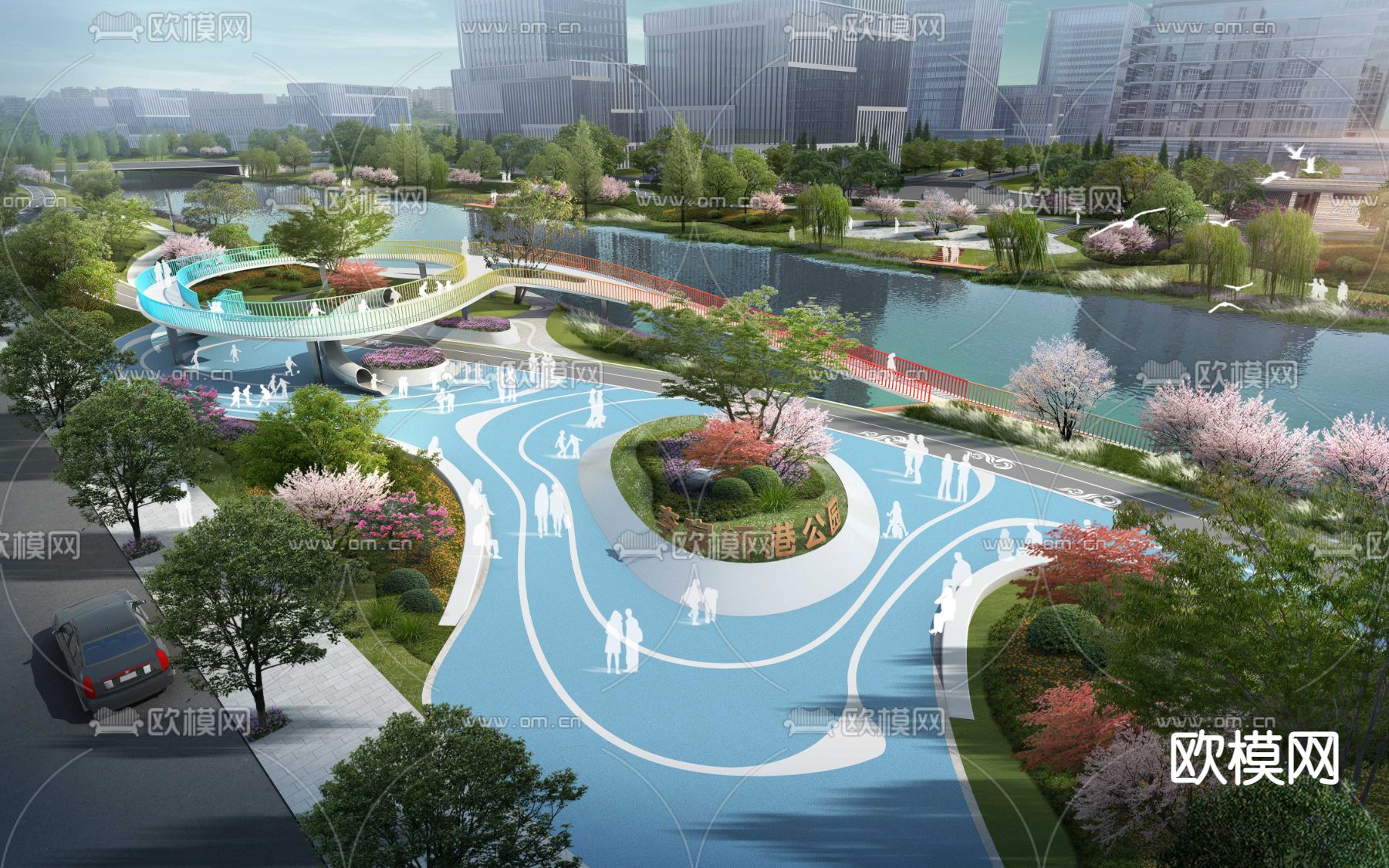 休闲公园 广场psd下载