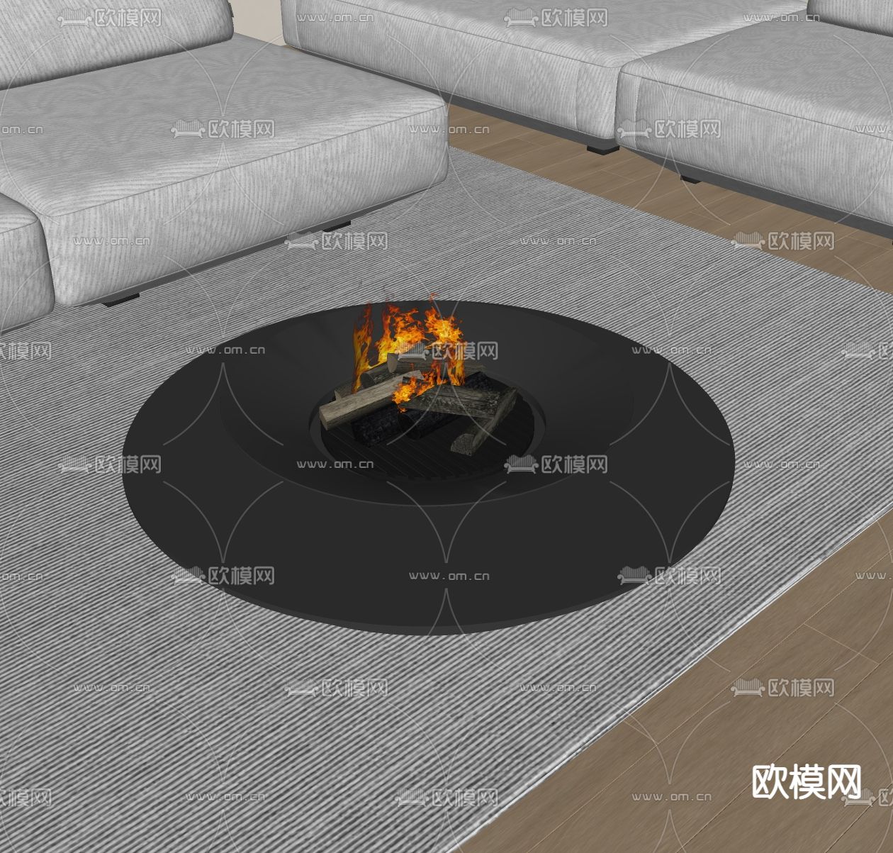 Vitra 围炉烤火su模型下载（渲染图2）